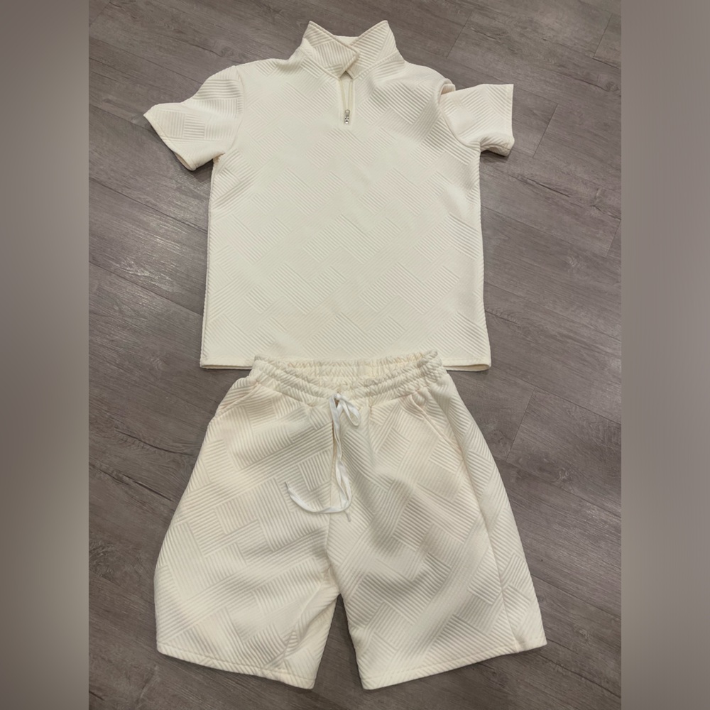Young Mens Cream Top and Matching Shorts